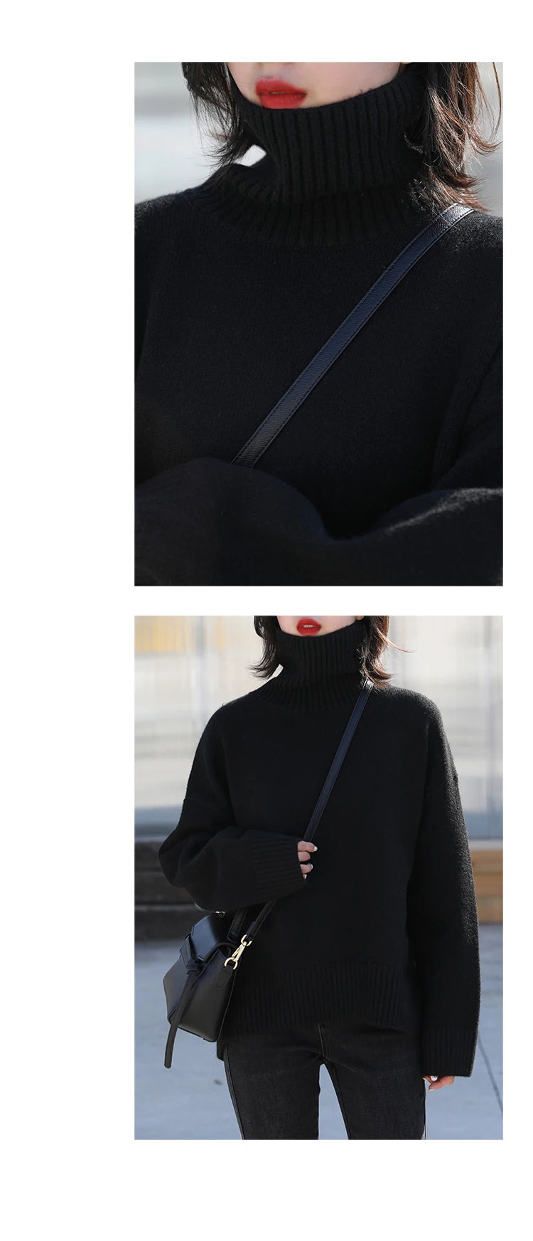 CHIC VEN Koreanischer Damen Pullover Lockerer Rollkragenpullover Warme Einfarbige Pullover Strickwaren Basic Female Tops Herbst Winter 2022