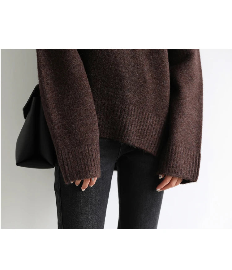 CHIC VEN Koreanischer Damen Pullover Lockerer Rollkragenpullover Warme Einfarbige Pullover Strickwaren Basic Female Tops Herbst Winter 2022
