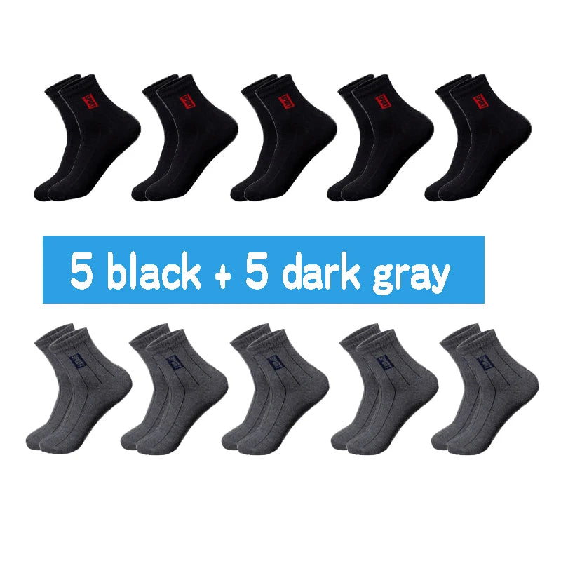 20 Stück = 10 Paar hochwertige Herrensocken aus Baumwolle, atmungsaktiv, schweißabsorbierend, mittellang, schwarze Socken, Deodorant, Business-Herren-Geschenk-Socken