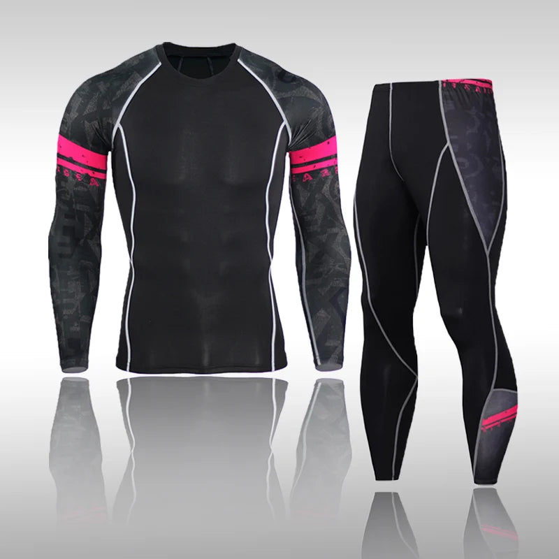 Herren Kompressions-Sportanzug Schnelltrocknend Schweißableitend Fitness Training MMA Kit Rashguard Herren Sportbekleidung Jogging Laufbekleidung
