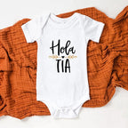 Hola Tio Tia Schwangerschaftsankündigung Baby Body Strampler Säuglingskleidung Freizeit-Overalls Schwangerschaftsgeschenk für neue Tante Onkel