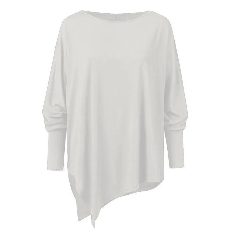 Baumwolle unregelmäßige Damen Blusen Hemd 2022 Herbst weibliche feste Pullover Tops lässig O-Ausschnitt Langarm Bluse Damen Tunika Blusen