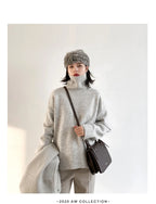 CHIC VEN Koreanischer Damen Pullover Lockerer Rollkragenpullover Warme Einfarbige Pullover Strickwaren Basic Female Tops Herbst Winter 2022