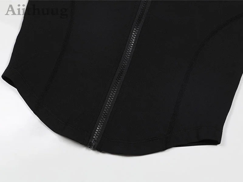 Aiithuug Athletic Reißverschluss-Sweatweste Jacke Ärmellose Lauf-Yoga-Tops Stehkragen-Shirts Sport-Top Fitness Damen Workout-Tops