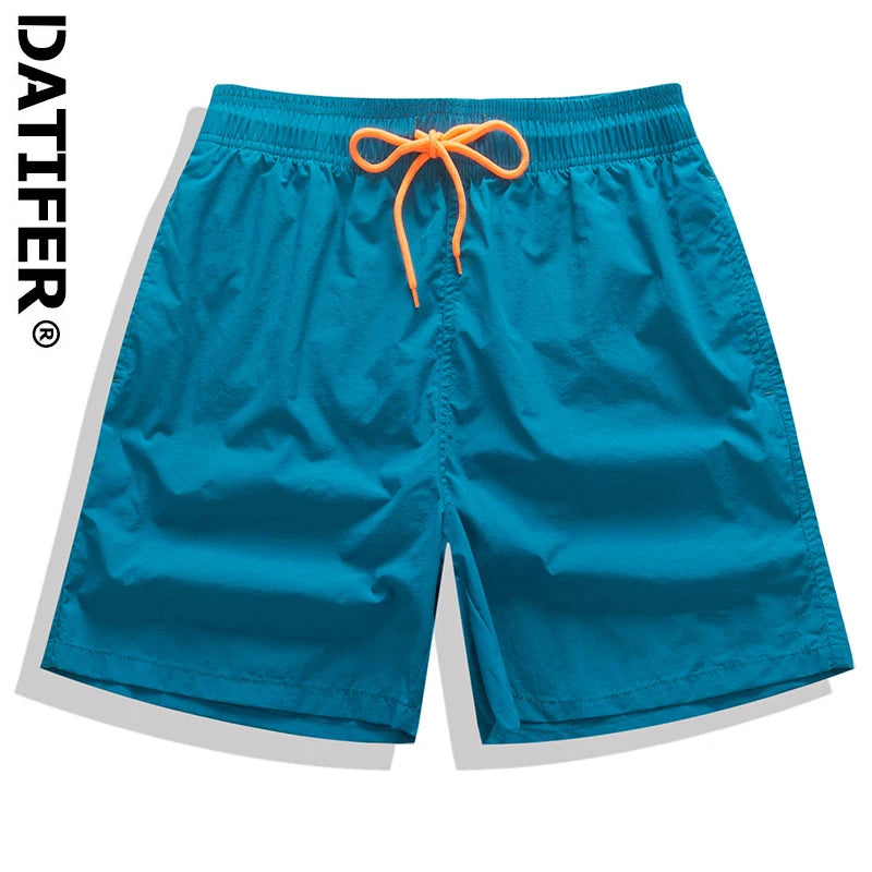 Brand Datifer Boardshorts Herren Atmungsaktive Sport Badehose Einfarbig Elastischer Bund Strandbekleidung Sommer Badehosen Hauptbild