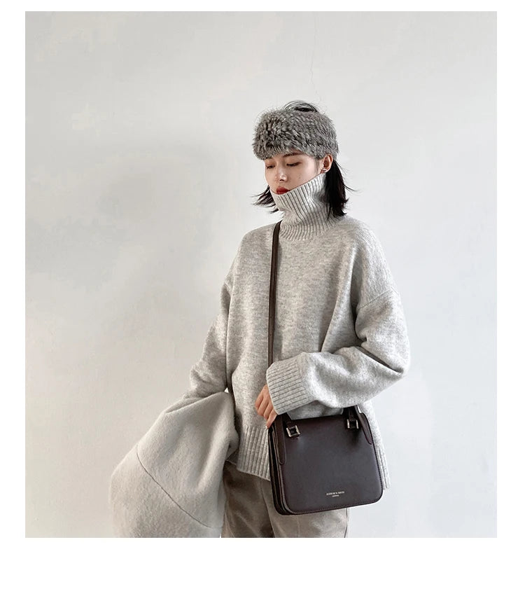 CHIC VEN Koreanischer Damen Pullover Lockerer Rollkragenpullover Warme Einfarbige Pullover Strickwaren Basic Female Tops Herbst Winter 2022