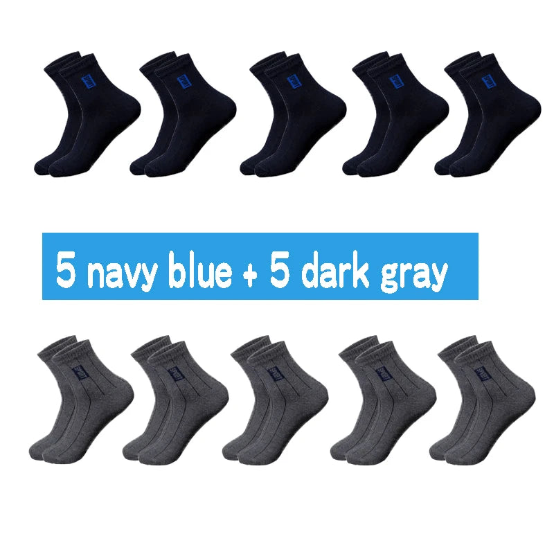 20 Stück = 10 Paar hochwertige Herrensocken aus Baumwolle, atmungsaktiv, schweißabsorbierend, mittellang, schwarze Socken, Deodorant, Business-Herren-Geschenk-Socken