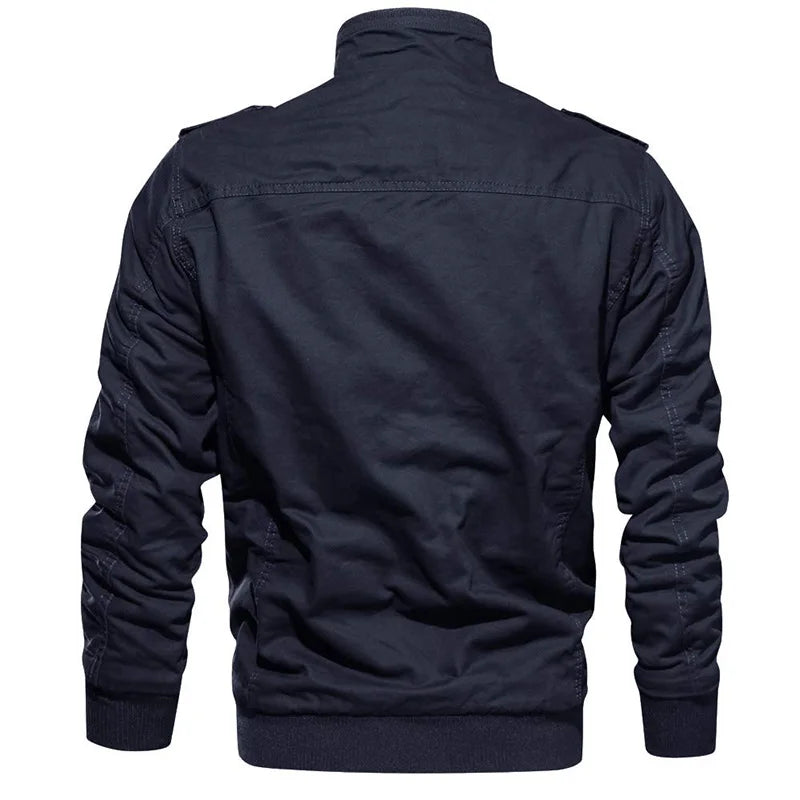 MAGCOMSEN Herren Fleecejacken Windbreaker Mäntel Herbst Winter Thermo Bomberjacken Multi-Taschen Stehkragen Motorradjacke