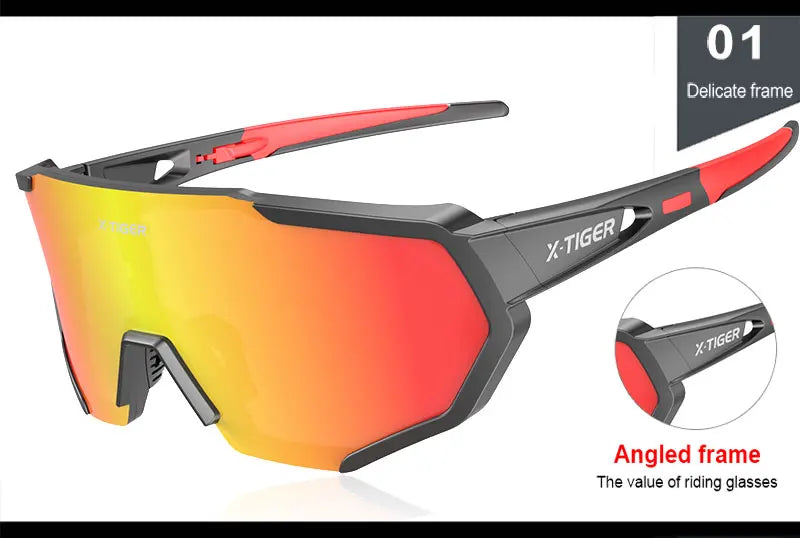 X-TIGER Radsportbrille Polarisierte Brille Fahrradbrille Sport Herren Photochrome Sonnenbrille MTB Rennrad Brille 3/5 Gläser