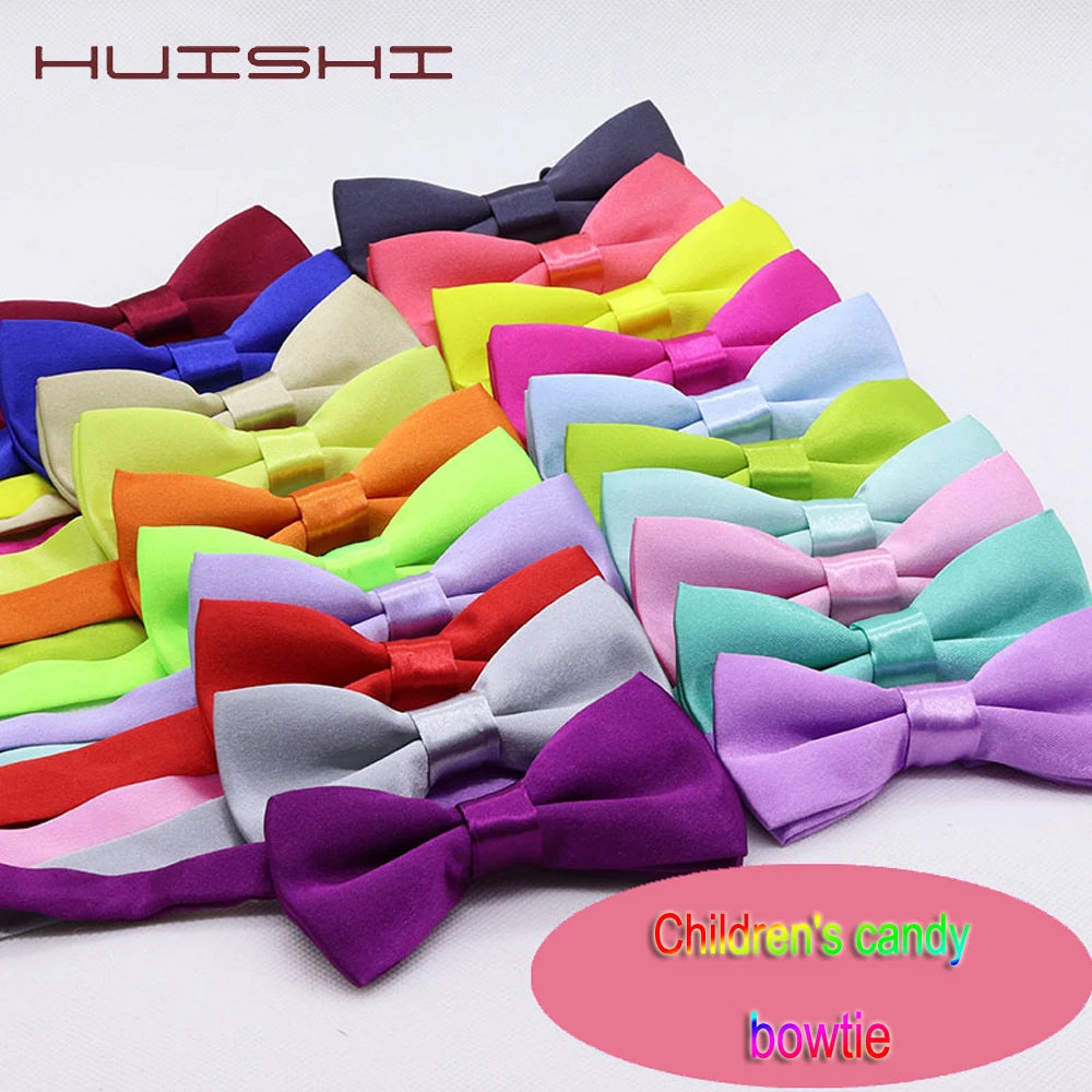 HUISHI 34 Colors Solid Fashion Bowties Groom Kids Formal Colourful Children Cravat Green Marriage Butterfly Wedding Bow ties Main image