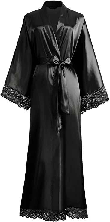2019 Neue Seidensatin-Spitzenroben Brautjungfern- und Brautroben Hochzeits-Morgenmantel Bademantel Damenrobe Dessous-Robe