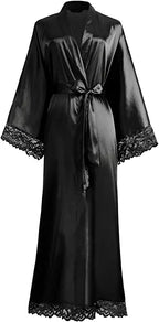 2019 Neue Seidensatin-Spitzenroben Brautjungfern- und Brautroben Hochzeits-Morgenmantel Bademantel Damenrobe Dessous-Robe