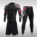 Herren Kompressions-Sportanzug Schnelltrocknend Schweißableitend Fitness Training MMA Kit Rashguard Herren Sportbekleidung Jogging Laufbekleidung