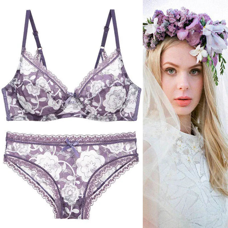 DaiNaFang Neue Sexy Hochwertige Damen Ultra Dünn Dick 75-95 BCDE Cup BH-Sets Spitze Push Up Unterwäsche Höschen Übergröße Dessous