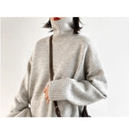 CHIC VEN Koreanischer Damen Pullover Lockerer Rollkragenpullover Warme Einfarbige Pullover Strickwaren Basic Female Tops Herbst Winter 2022