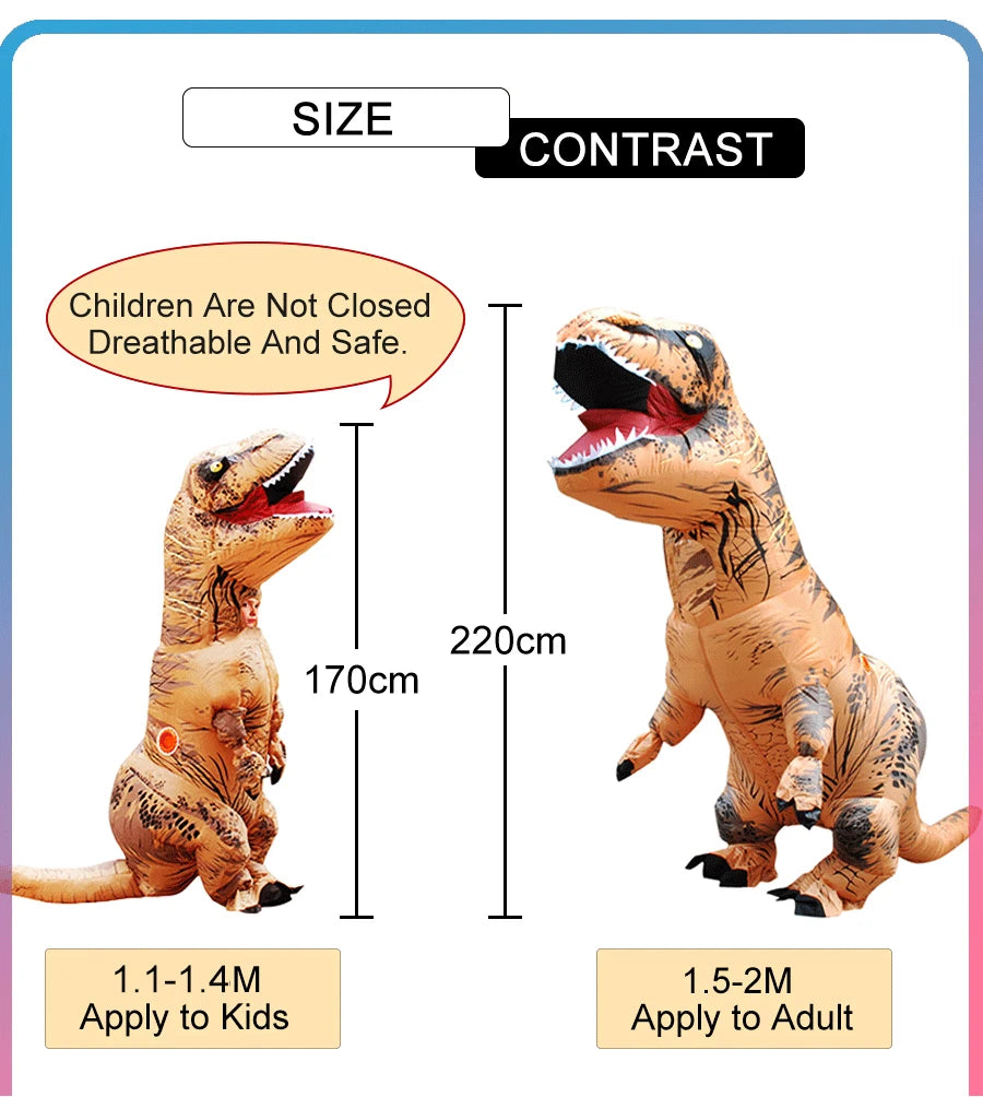 T-Rex aufblasbares Tyrannosaurus Dinosaurier Kostüm Kinder Erwachsene Rollenspiel Kostüm Halloween Maskottchen Partybekleidung