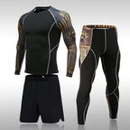 Herren Kompressions-Sportanzug Schnelltrocknend Schweißableitend Fitness Training MMA Kit Rashguard Herren Sportbekleidung Jogging Laufbekleidung