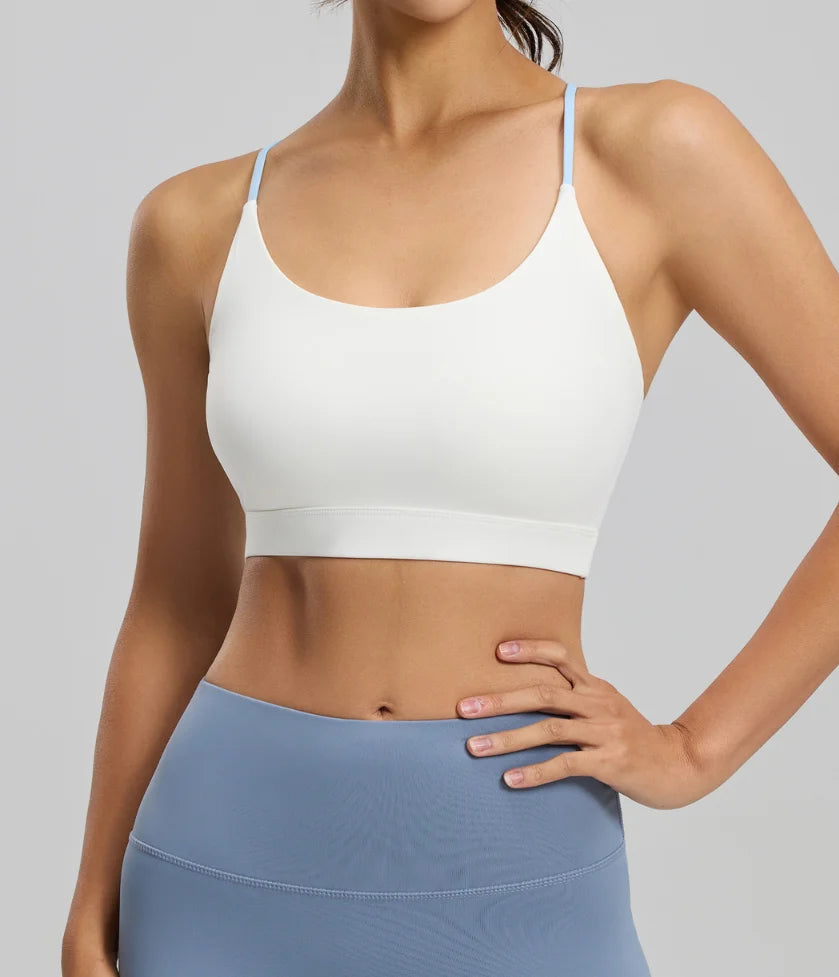 Six-string Cross Back Sport-BH für Damen – Sommer dünner Stil Spandex/Polyester UV-Schutz Geeignet für Yoga und Fitness Hauptbild