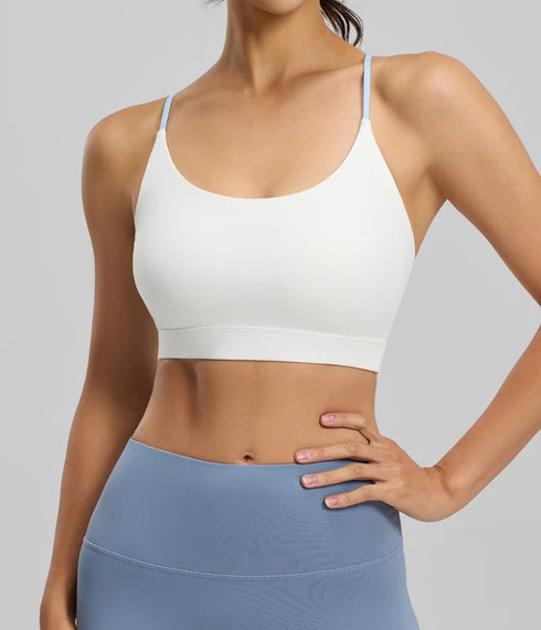 Six-string Cross Back Sport-BH für Damen – Sommer dünner Stil Spandex/Polyester UV-Schutz Geeignet für Yoga und Fitness