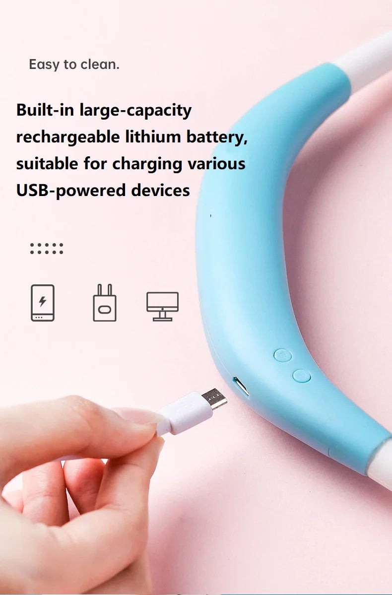 USB Ventilator mit Aromatherapie-Diffusor Tragbarer Elektro-Ventilator Mini-Kühlventilator Wiederaufladbarer Nackenventilator mit Licht Zweitbild