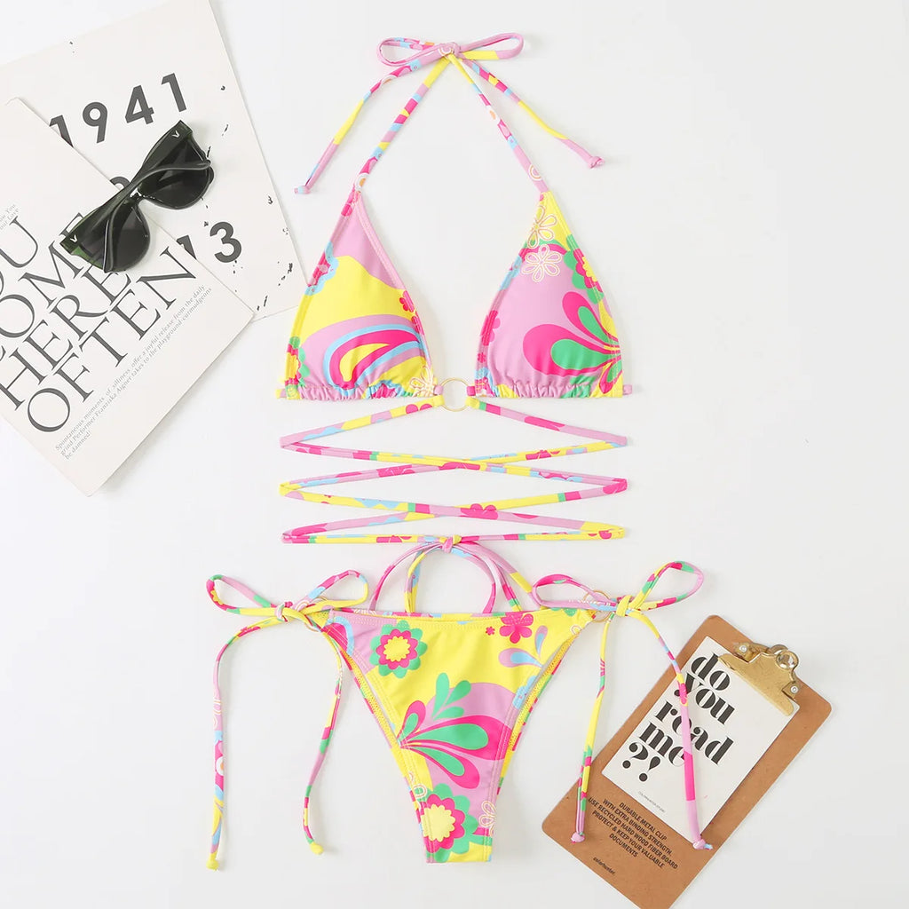 Kostenloser Versand Trägerlose Bandeau-Badeanzüge Buntes Camouflage-Muster Chicas En Bikini Guapas Hot Super Micro Bikini Logos