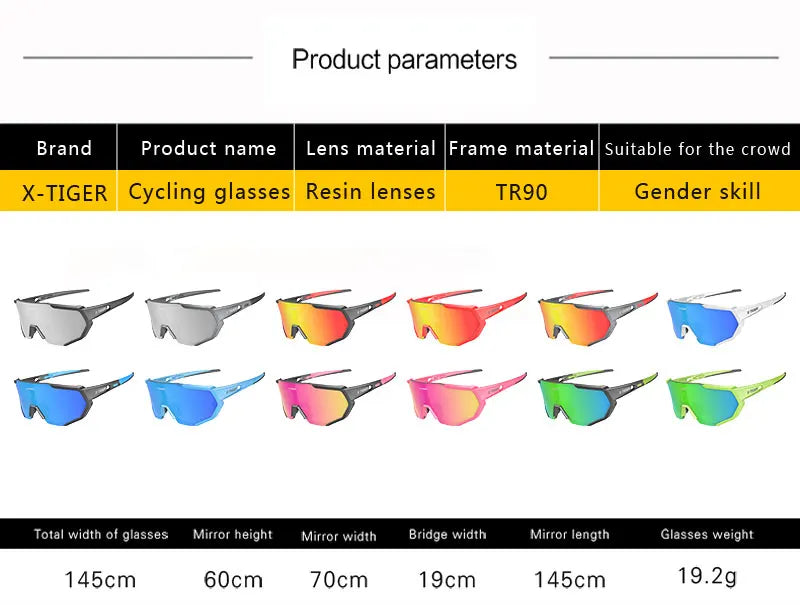 X-TIGER Radsportbrille Polarisierte Brille Fahrradbrille Sport Herren Photochrome Sonnenbrille MTB Rennrad Brille 3/5 Gläser