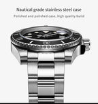 ADDIESDIVE Herren-Uhr klassisch mit Keramiklünette 200m wasserdicht Freizeit Quarz-Uhr BGW9 Blaue Leuchtzeiger Geschenk-Uhr MY-H3-2