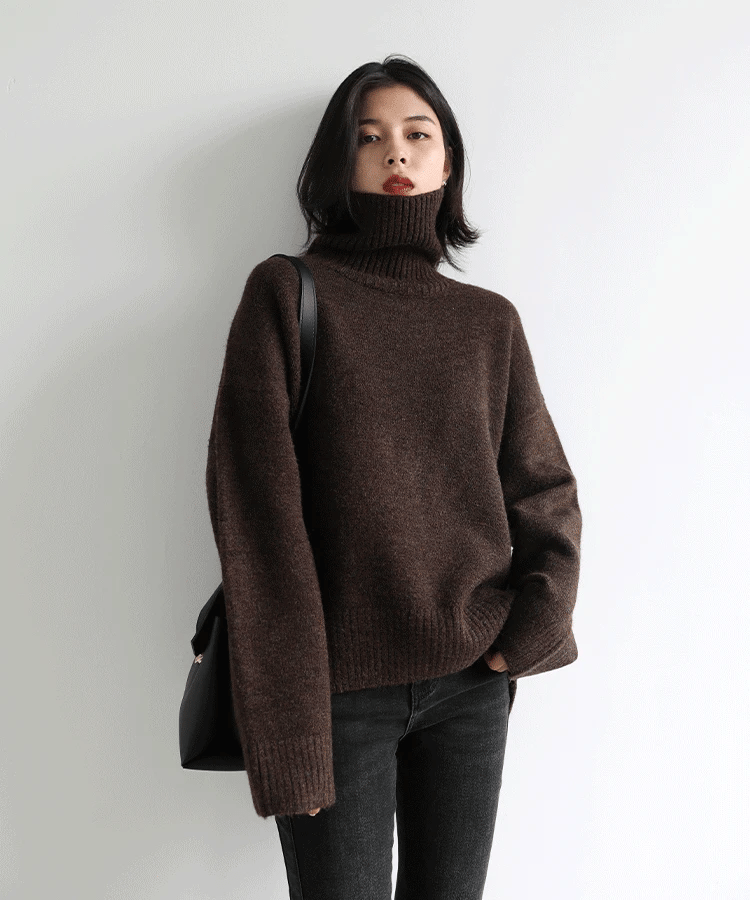 CHIC VEN Koreanischer Damen Pullover Lockerer Rollkragenpullover Warme Einfarbige Pullover Strickwaren Basic Female Tops Herbst Winter 2022