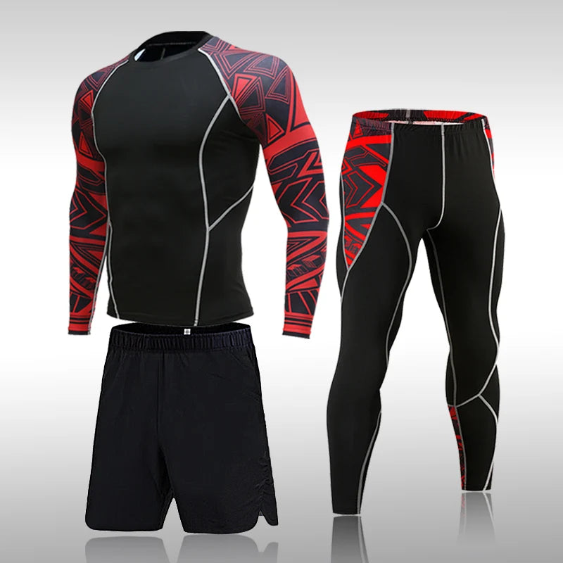 Herren Kompressions-Sportanzug Schnelltrocknend Schweißableitend Fitness Training MMA Kit Rashguard Herren Sportbekleidung Jogging Laufbekleidung