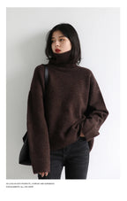 CHIC VEN Koreanischer Damen Pullover Lockerer Rollkragenpullover Warme Einfarbige Pullover Strickwaren Basic Female Tops Herbst Winter 2022