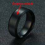 Vnox Personalisierter Edelstahlring mit abgeschrägter Kante und gebürsteter Mitte für Herren und Damen, schwarzer Ehering, individueller Namensbuchstaben-Datum-Ring