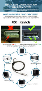 4-Digit Password Protected USB Port Laptop Security Lock Notebook Anti-Theft Combination Lock With Security Steel Lock Cable