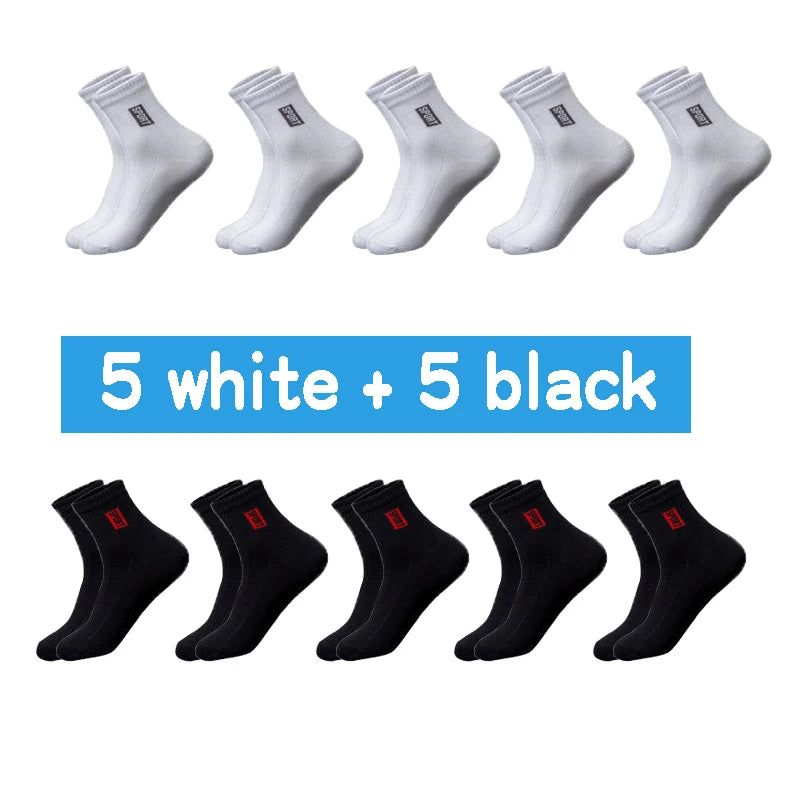 20 Stück = 10 Paar hochwertige Herrensocken aus Baumwolle, atmungsaktiv, schweißabsorbierend, mittellang, schwarze Socken, Deodorant, Business-Herren-Geschenk-Socken