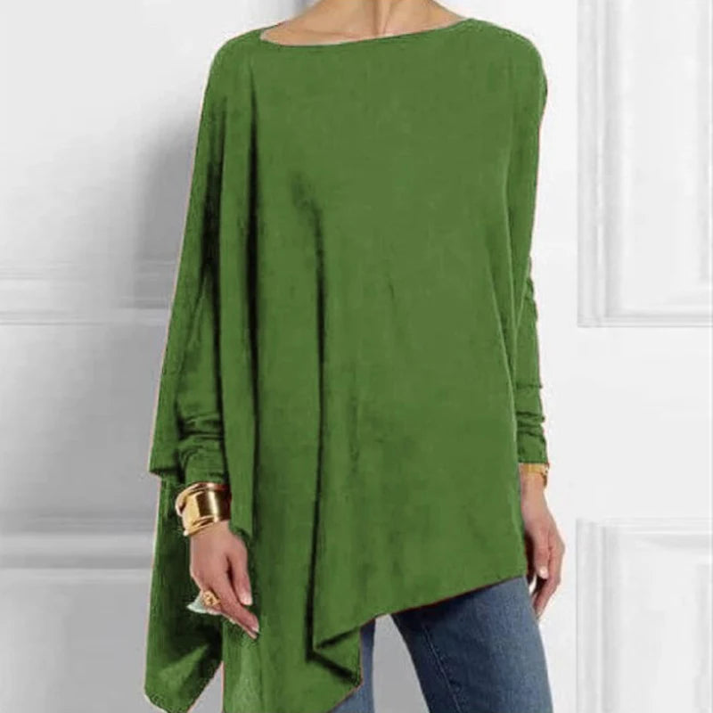 Baumwolle unregelmäßige Damen Blusen Hemd 2022 Herbst weibliche feste Pullover Tops lässig O-Ausschnitt Langarm Bluse Damen Tunika Blusen