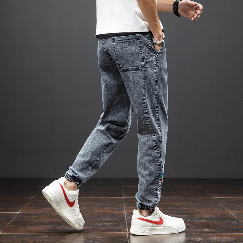 Frühling Sommer Schwarz Blau Cargo Jeans Herren Streetwear Denim Jogger Hosen Herren Baggy Harem Jean Hosen Übergröße
