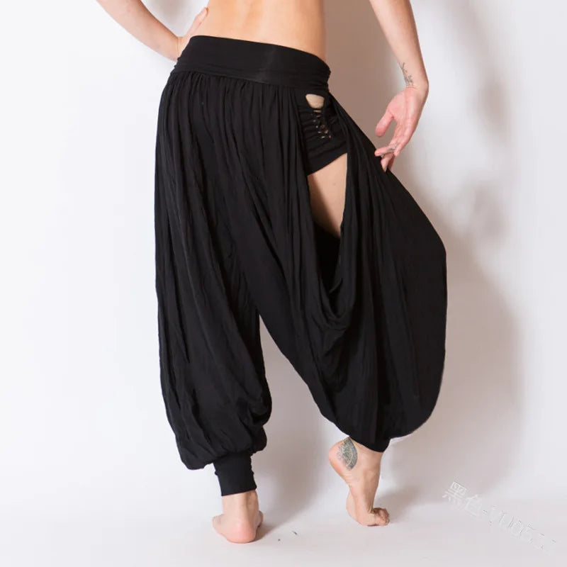5XL Freizeit Damenhosen Haremshosen Sport Weite Hippie Sexy Hollow Out Streetwear Lockere Strandhosen Ropa Mujer Talla Grande