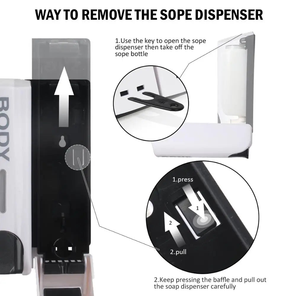 Einfach-/Doppel-/Dreifach-Seifenspender 350ml zur Wandmontage, Duschbad-Shampoo-Spender, Flüssigseifenbehälter, Bad-Accessoires