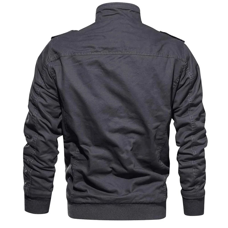 MAGCOMSEN Herren Fleecejacken Windbreaker Mäntel Herbst Winter Thermo Bomberjacken Multi-Taschen Stehkragen Motorradjacke