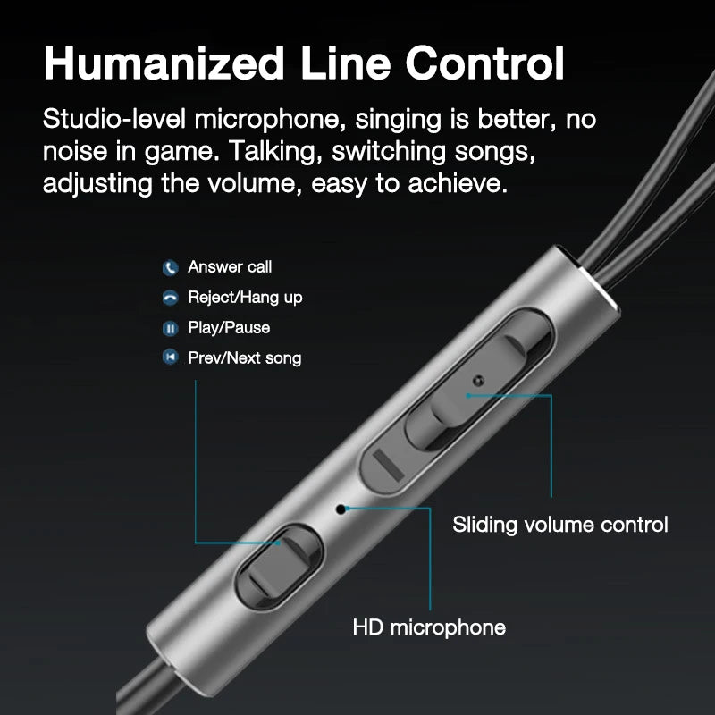 EARDECO 8 Kerne Kabelgebundene Kopfhörer Ohrhörer Bass In-Ear-Kopfhörer mit Mikrofon Ohrhörer Ohrstöpsel Handy-Headset Dynamischer Stereo