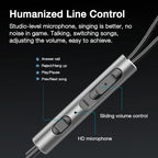 EARDECO 8 Kerne Kabelgebundene Kopfhörer Ohrhörer Bass In-Ear-Kopfhörer mit Mikrofon Ohrhörer Ohrstöpsel Handy-Headset Dynamischer Stereo