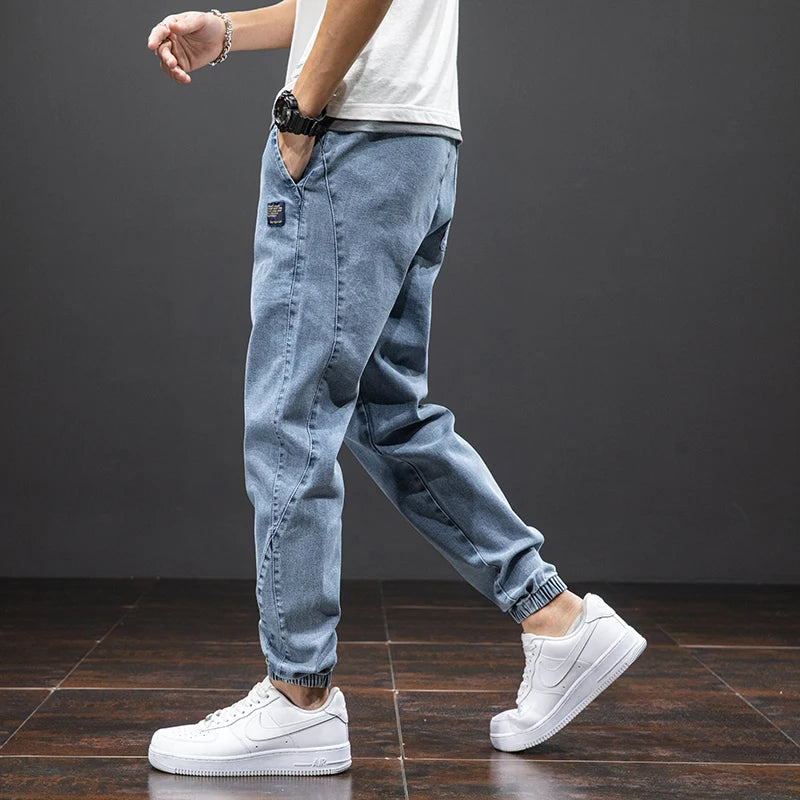 Frühling Sommer Schwarz Blau Cargo Jeans Herren Streetwear Denim Jogger Hosen Herren Baggy Harem Jean Hosen Übergröße