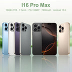 Neues I16 Pro Max grenzüberschreitendes exklusives 5G-Telefon, 7,3-Zoll-Bildschirm, Android 15.0, Dual-SIM, Auslandsversion, Direktvertriebsquelle