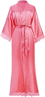 2019 Neue Seidensatin-Spitzenroben Brautjungfern- und Brautroben Hochzeits-Morgenmantel Bademantel Damenrobe Dessous-Robe