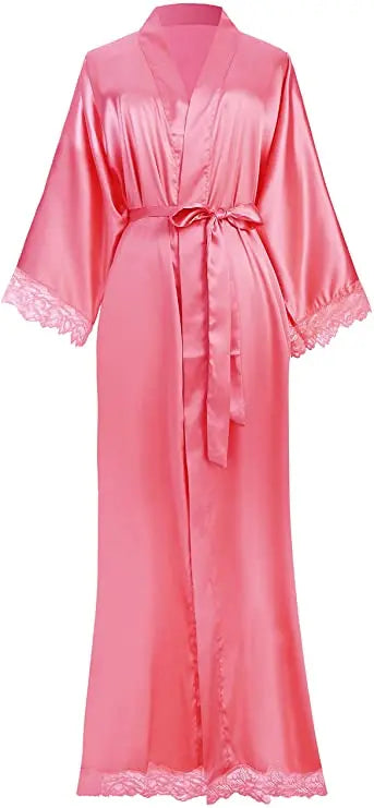 2019 Neue Seidensatin-Spitzenroben Brautjungfern- und Brautroben Hochzeits-Morgenmantel Bademantel Damenrobe Dessous-Robe