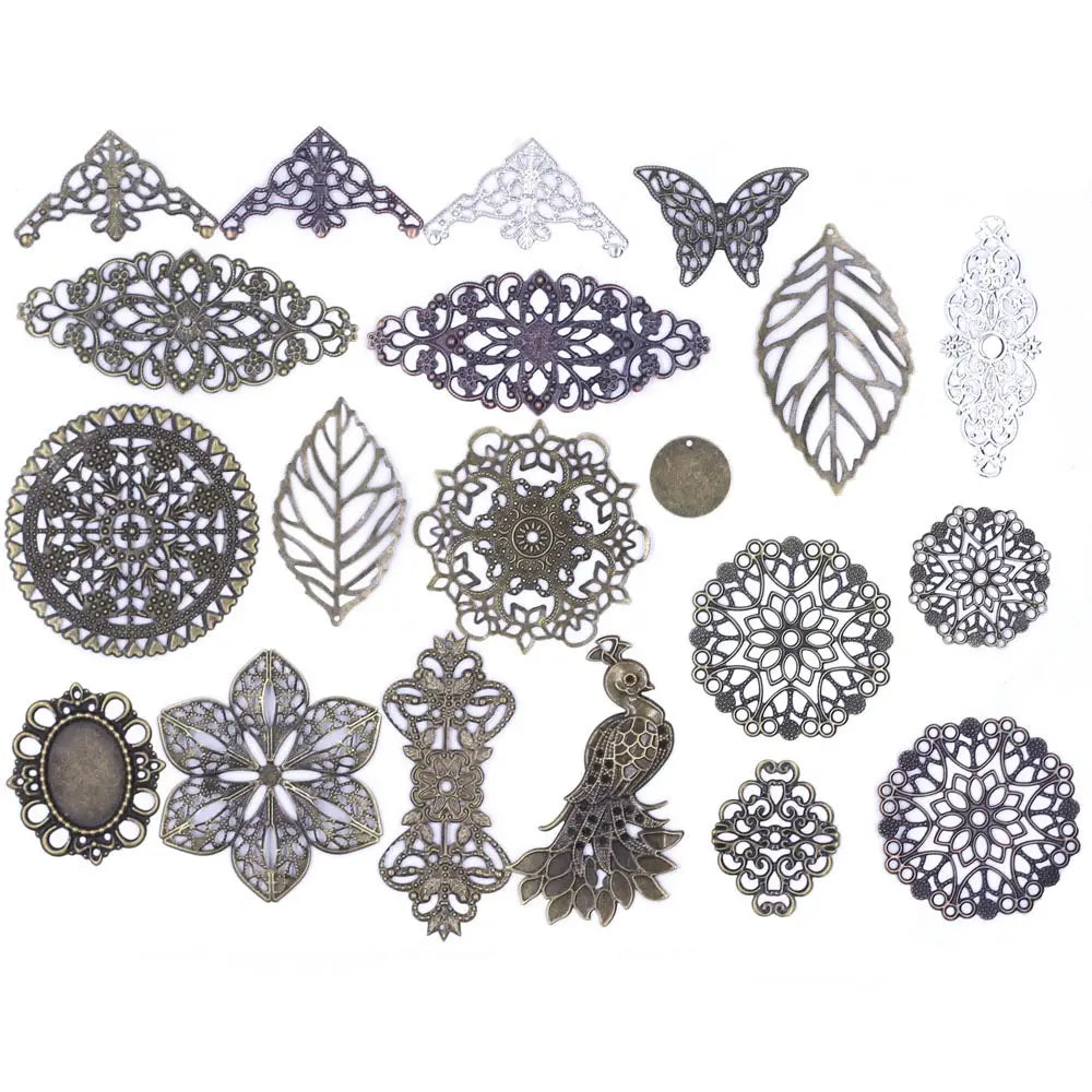 10Pcs Connectors Pendants Butterfly Filigree Flower Wraps Metal Crafts For Embellishments Scrapbooking Jewelry DIY Accessories Hauptbild