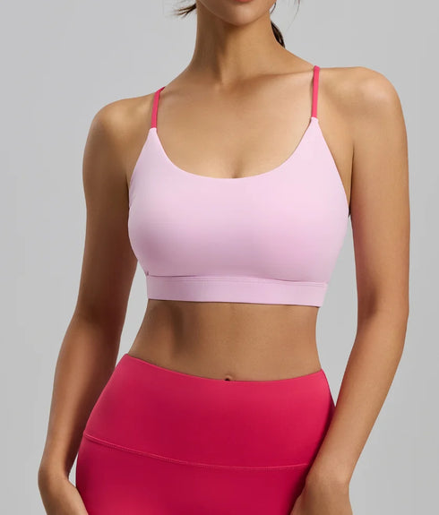 Six-string Cross Back Sport-BH für Damen – Sommer dünner Stil Spandex/Polyester UV-Schutz Geeignet für Yoga und Fitness