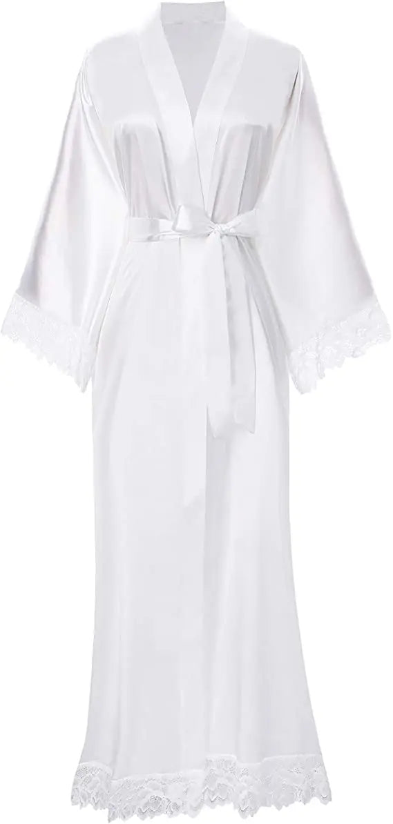 2019 Neue Seidensatin-Spitzenroben Brautjungfern- und Brautroben Hochzeits-Morgenmantel Bademantel Damenrobe Dessous-Robe