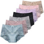 7 Stück Baumwoll-Damenunterwäsche, Spitze, transparente Höschen, bequeme, antibakterielle Übergrößen-Hosen, weibliche sexy Dessous