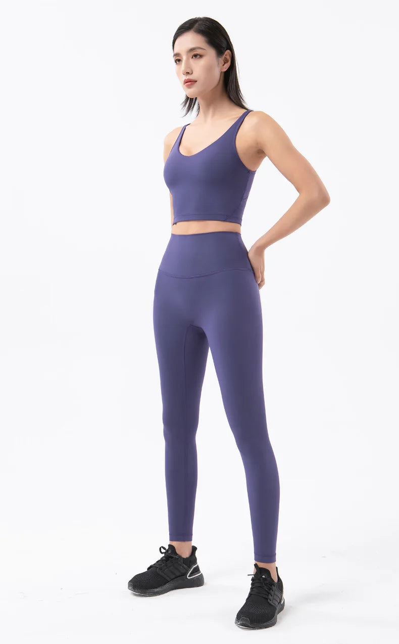 SOISOU Nylon Yogahosen Gym Leggings Damen Mädchen Fitness Weiche Strumpfhosen Hohe Taille Elastisch Atmungsaktiv Keine T-Linie Sporthosen