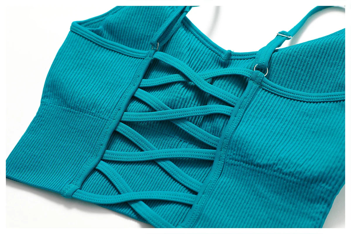 Joyyoung ODM/OEM Neues sexy Trainingsbekleidung nahtloses geripptes High-Impact-BH Scrunch Shorts Yoga Sets Fitness Sportbekleidung